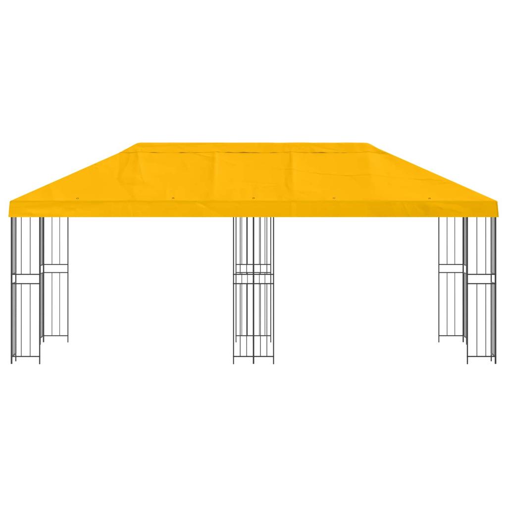 Pavilion with Side Walls 6 X 3 M Yellow Polyester and Steel 190 G M²