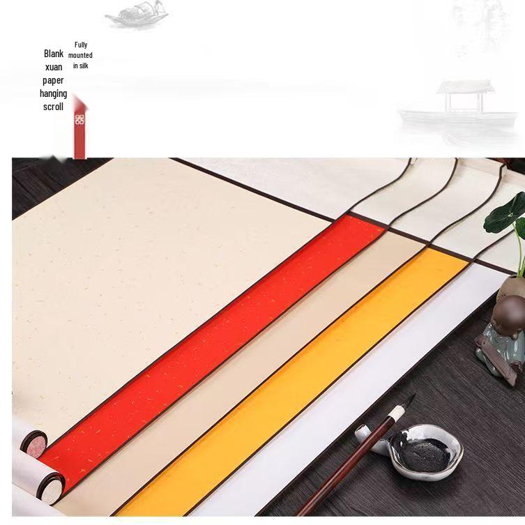 Seidenmontierte Drei-Öffnungs-Xuan-Papierrolle für Chinesische Malerei & Kalligraphie