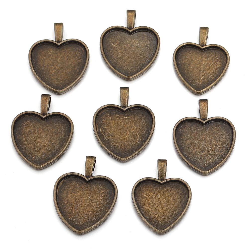 

10pcs Alloy Heart Blank Base 25mm Inner Size Setting Cabochon Base Cameo Pendant Tray For DIY Jewelry Making Pendants Supplies античный бронзовый