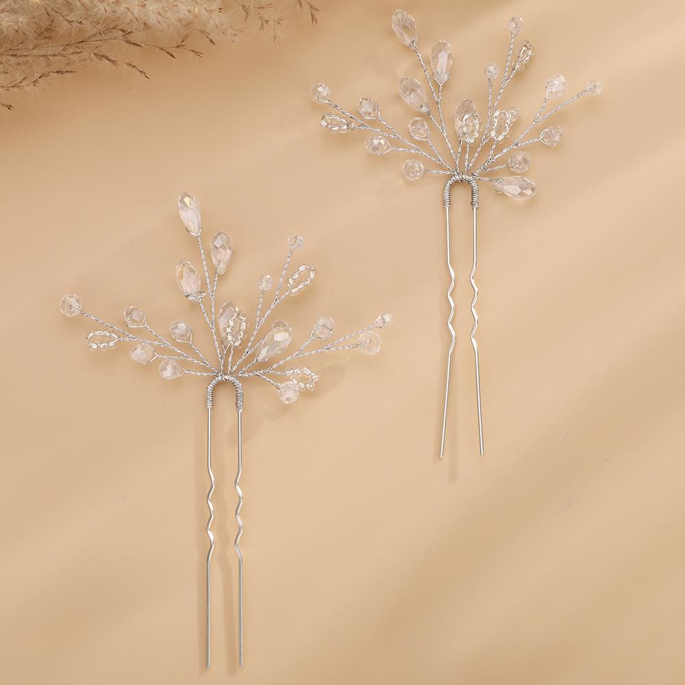 Black Wedding Head Jewelry Pink Hairpins Crystal Headwear Red Women Bridal Hair Accessories Blue Bridesmaids Headpieces 4PCS