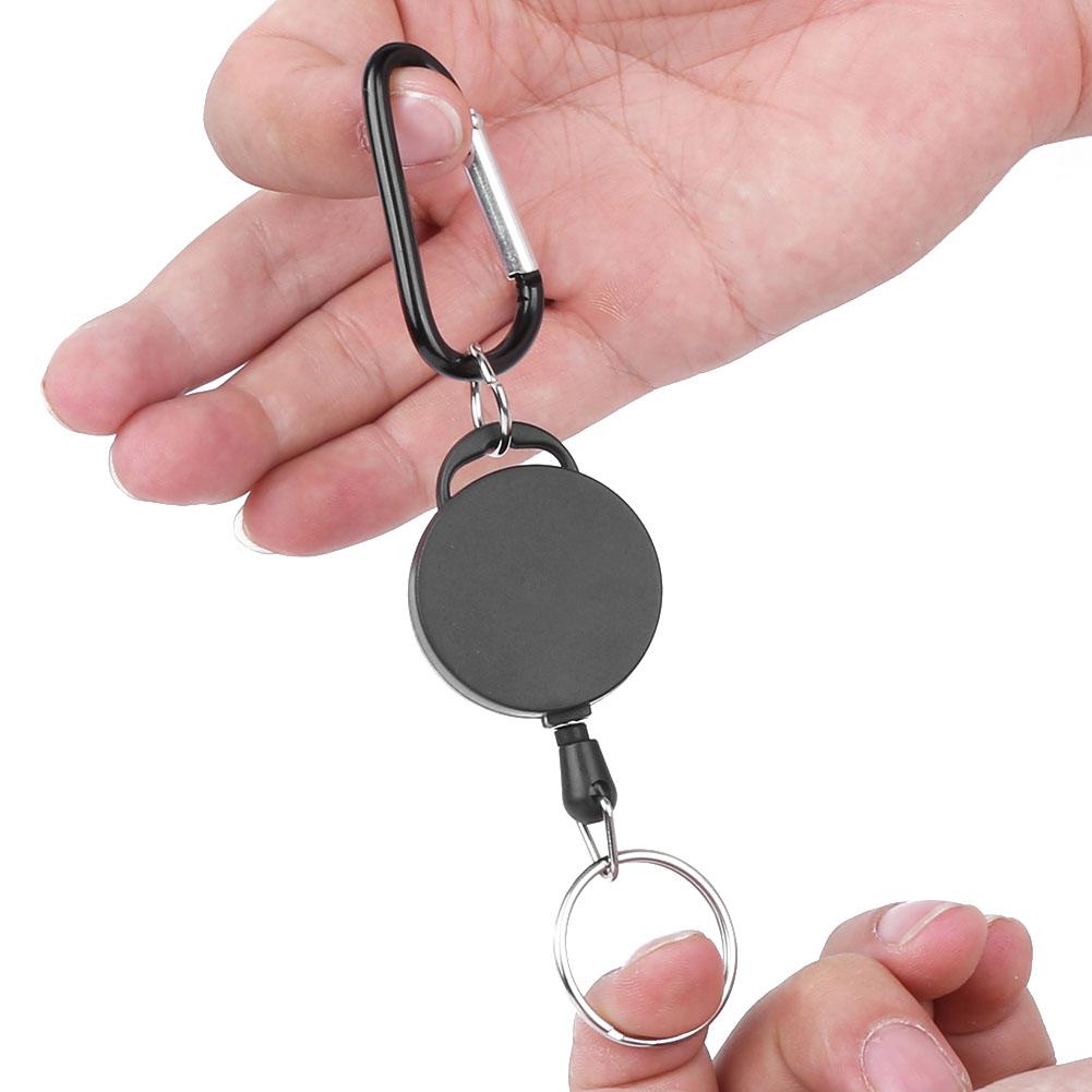 4pcs Telescopic Keychain Anti‑Theft Creative Retractable Key Ring Nylon Rope Outdoor Carabiner Holder for Mobile Phones Wallets