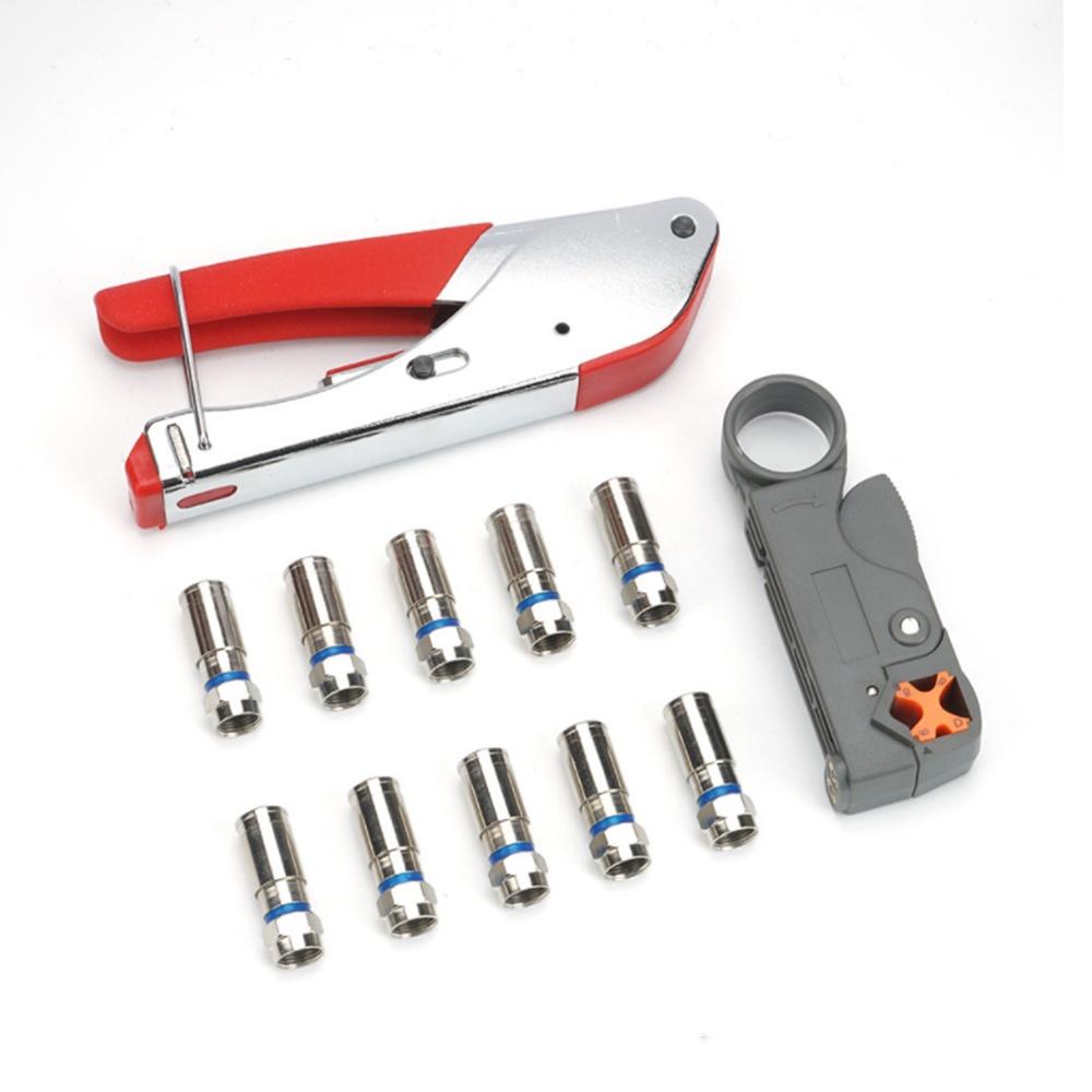 

Качество подходит для F-разъема домашнего телевидения CATV CT, плоскогубцы для коаксиального кабеля, набор инструментов для зачистки проводов, комбинированный инструмент для зажима проводов 12Pcs Suit All metal