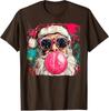 Vintage Preppy Watercolor Santa Bubble Gum Pink Sunglasses Christmas TShirt Xmas Retro Holiday Clothes Artwork Y2k Art Tee Tops