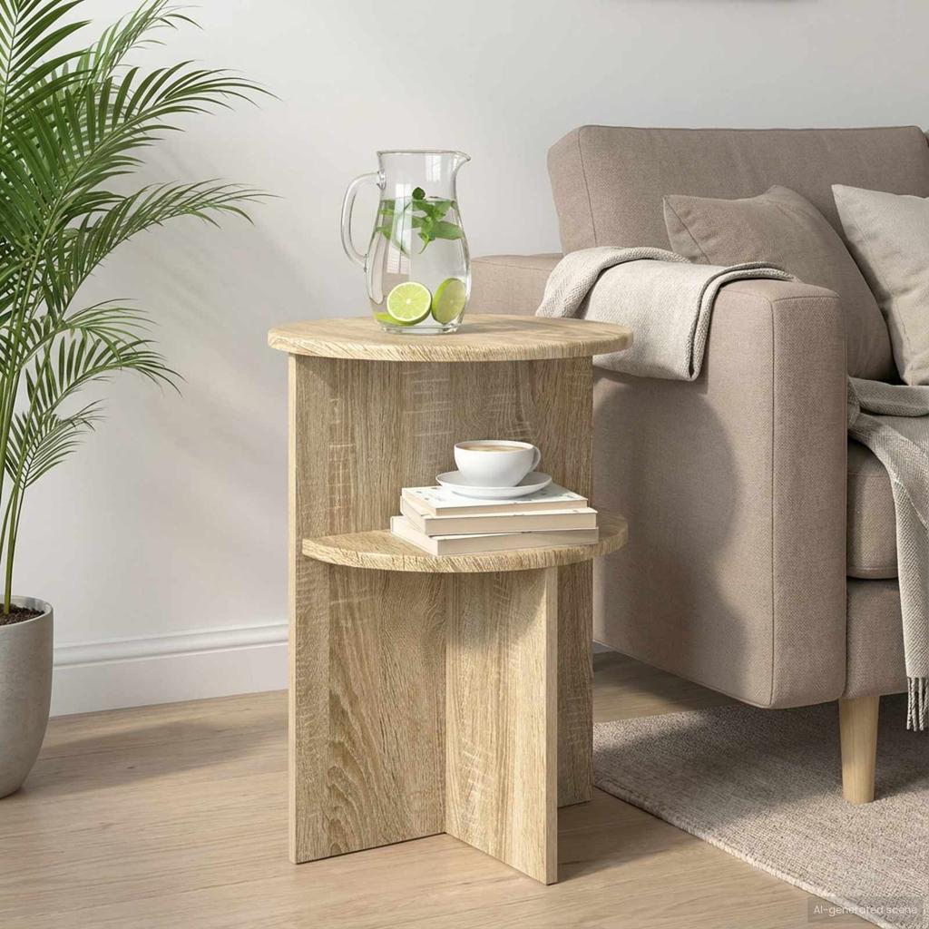Side Table Sonoma Oak Ø 39.5 x 55 cm Particleboard