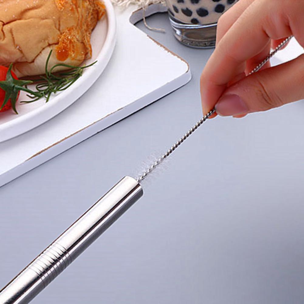 25-100PCS Drinking Pipe Brushes Stainless Steel Straw Oil Stains Removal Brush Multifunctional Long Handle Bar Cleaning Gadgets