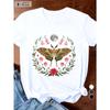 Detailed Moth Under Moon Women's Plus Size Sports Short Sleeve T-Shirt Casual Round Neck T-Shirt Suitable for Spring