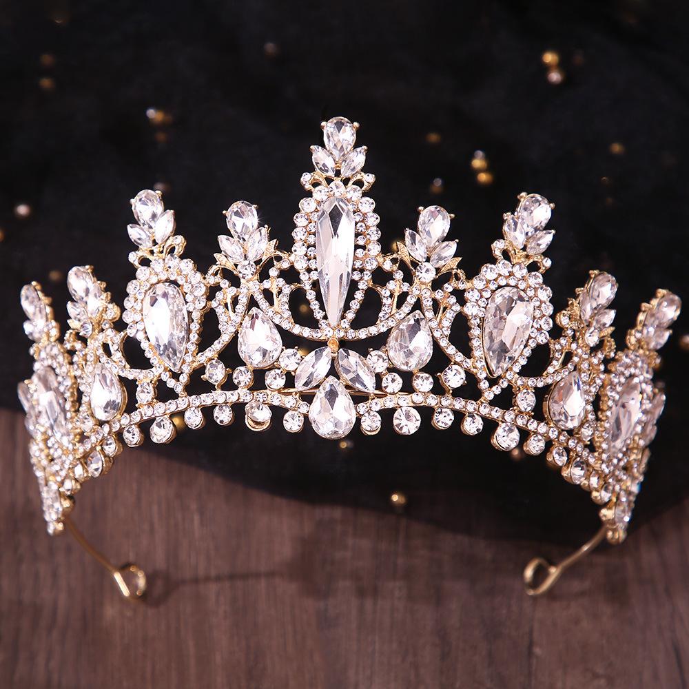 DIEZI 10 Colors Luxury Girls Water Drop Crystal Tiara For Women Wedding Party Elegant Bridal Rhinestone Crown Hair Accessories