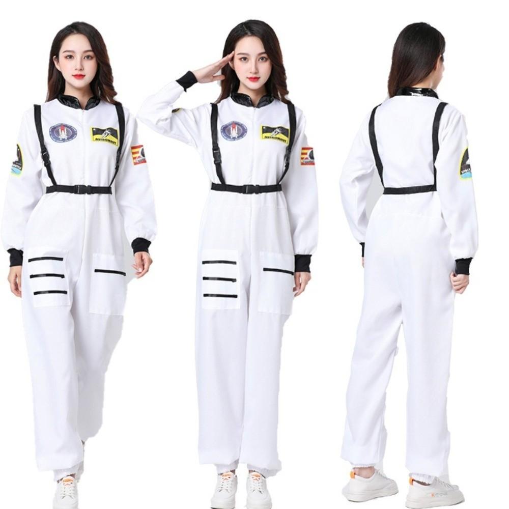 Zip Closure Spaceman Jumpsuit Dress Up Spacesuit Outfit Astronaut Costume Bodysuit Kids Adults