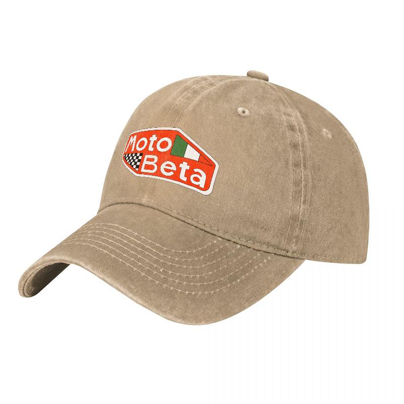 Moto Beta Washed Canvas Baseball Cap Classic Logo Design Unisex Adjustable Hat for Outdoor Activities and Casual Wear