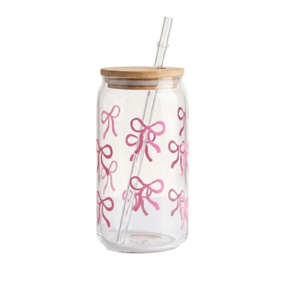 Large Capacity Bow Cup With Lids Milk Tea Cup Cute Clear Straw Cup Student