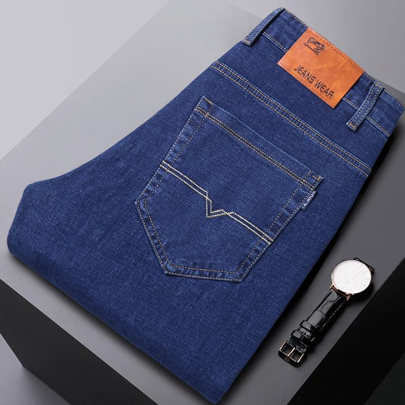 

Мужские эластичные прямые свободные джинсы для пап среднего возраста - деловые повседневные универсальные модные брюки 36