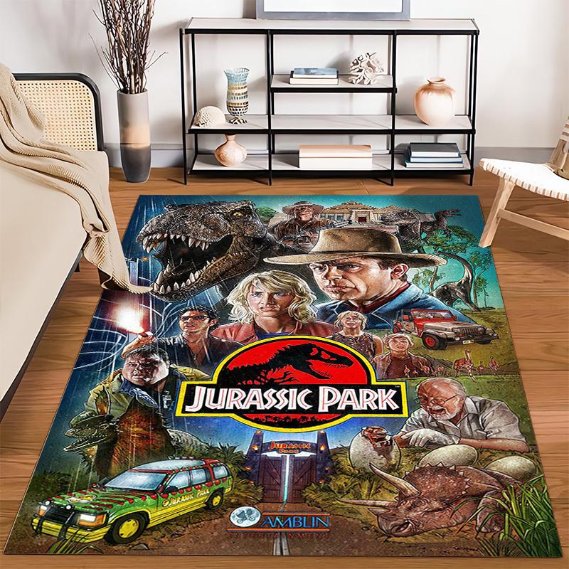 Jurassic Park Themed Carpet with Dinosaur Print and Movie Characters Suitable for use as an anti-slip for living room bedroom sofas