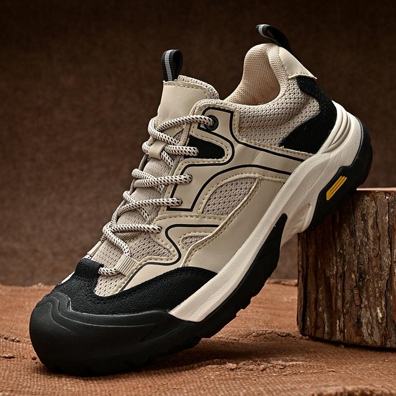 Neue Mode Herren Freizeit Sneaker Echtes Leder Outdoor Wanderschuhe Britischer Stil Designer Dicke Sohle Reise Wanderschuhe