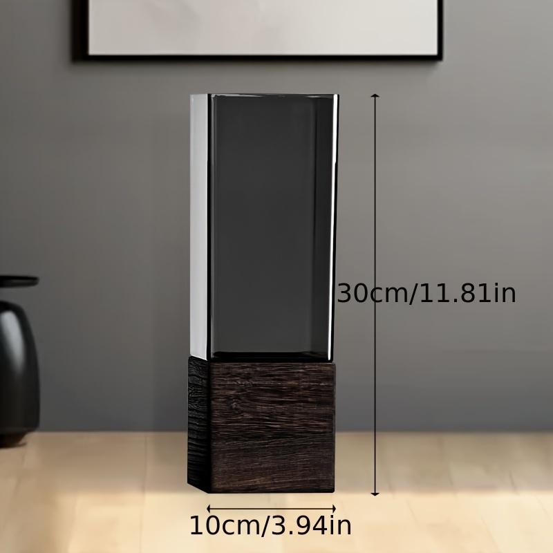 Elegant Nordic-Style Acrylic Vase with Wooden Base - Perfect for Living Room Decor & Floral Arrangements, Ideal Gift for