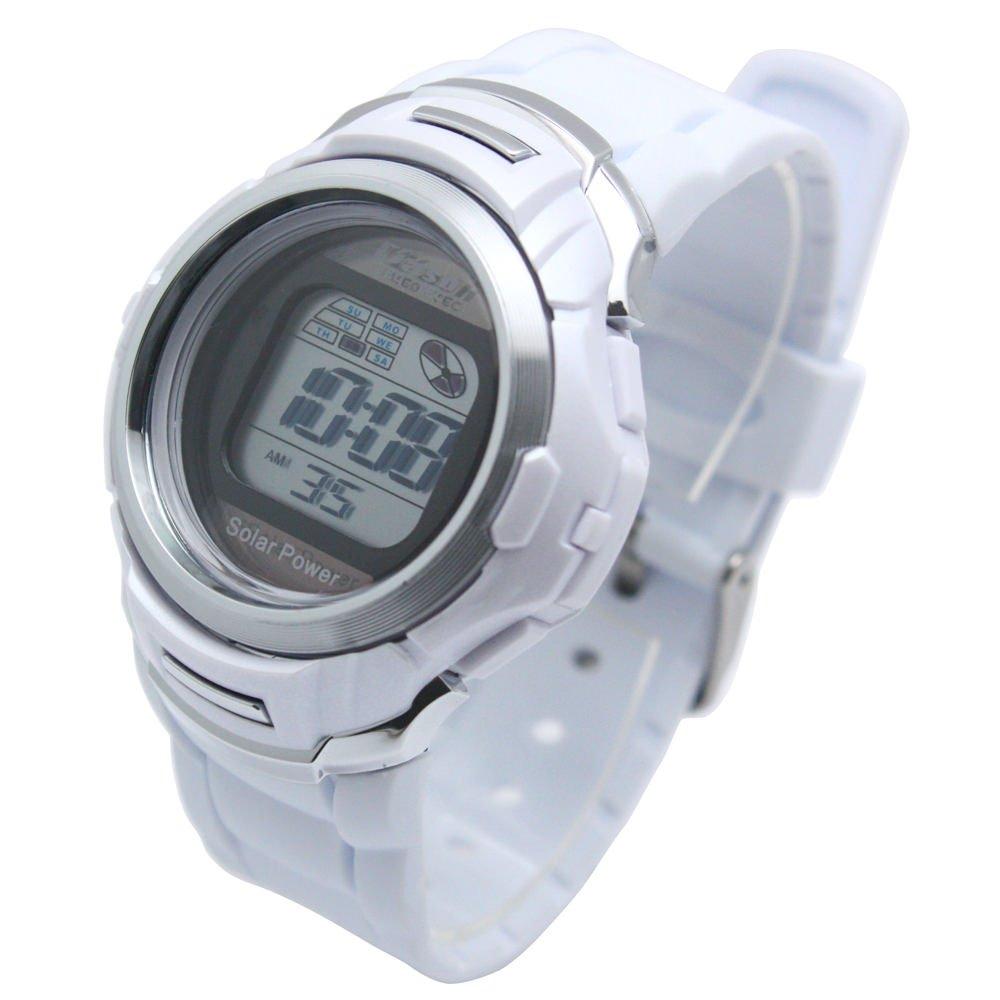 [Arias] AD06717-SOL-7 Men's Solar Digital Dash Waterproof Multi-Function Urethane Strap Watch White