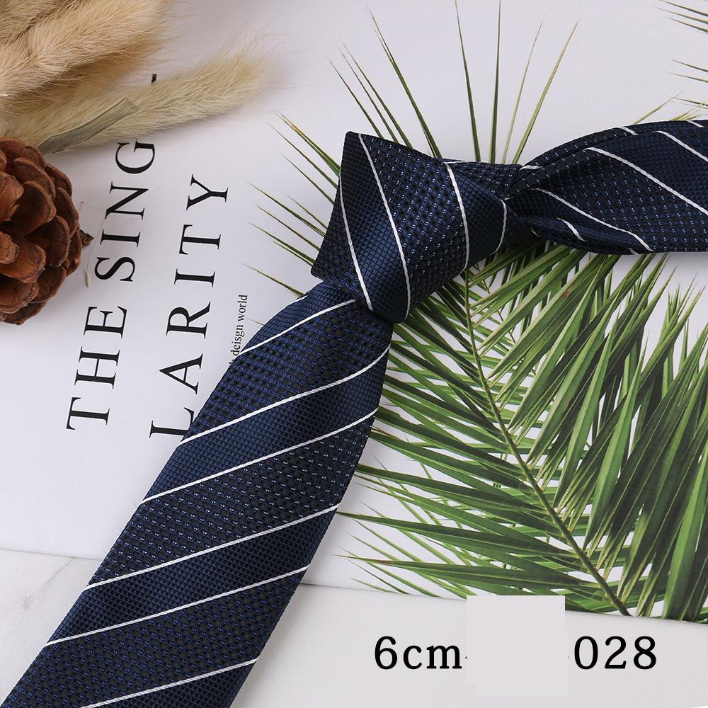 Men's Trend Business Casual Narrow 6cm Polyester Jacquard Tie Solid Color Striped Tie