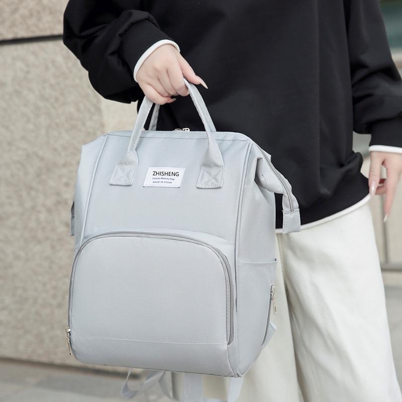Schoolbag Mommy bag Solid color Simple large capacity Mom backpack Going out Baby bottle Diaper storage bag Maternity bag