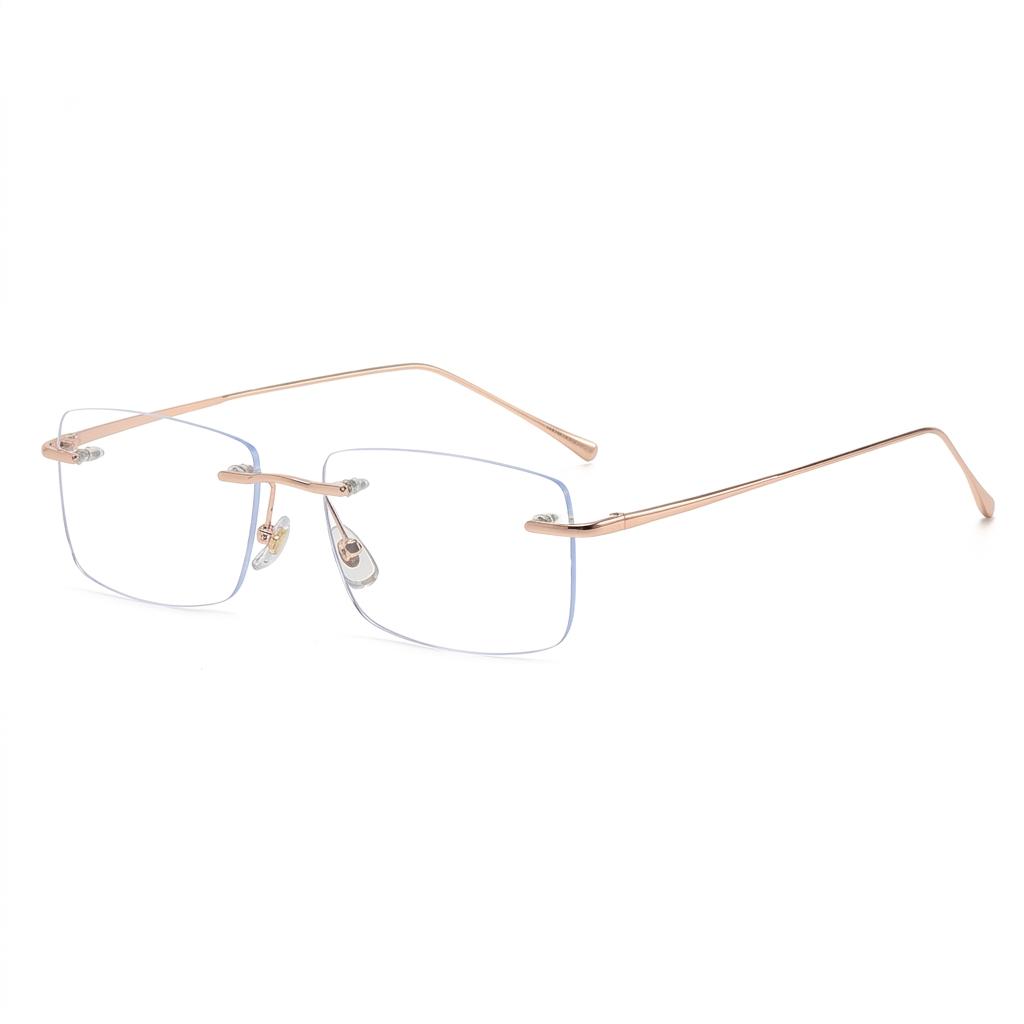 

Rimless Rectangle Glasses Frame Men Ultralight Metal Anti Blue Light Eyeglasses Optical Prescription Frames Business Spectacles