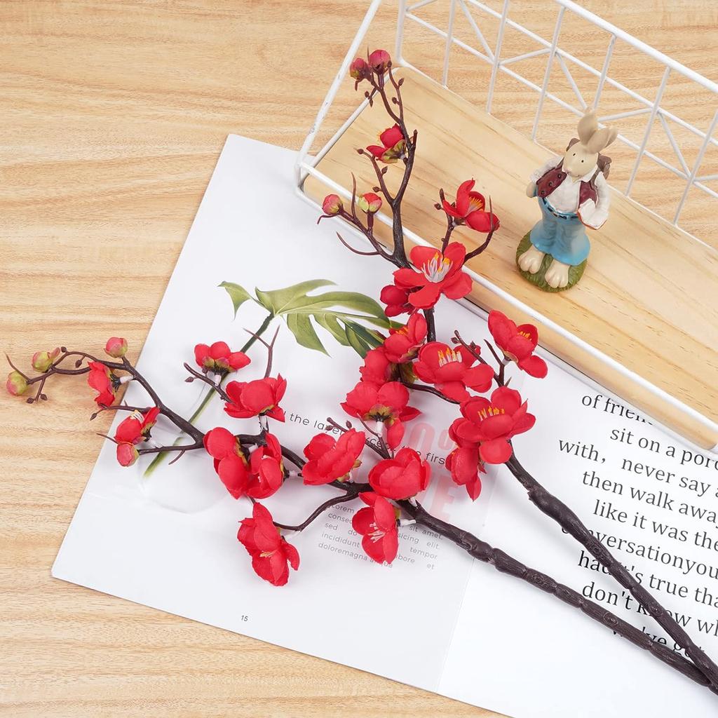 Silk Artificial Flowers Plum Blossom Peach Branch Home Room Dining Table Festival Outdoor Garden Wedding Yard Decora DIY Gifts