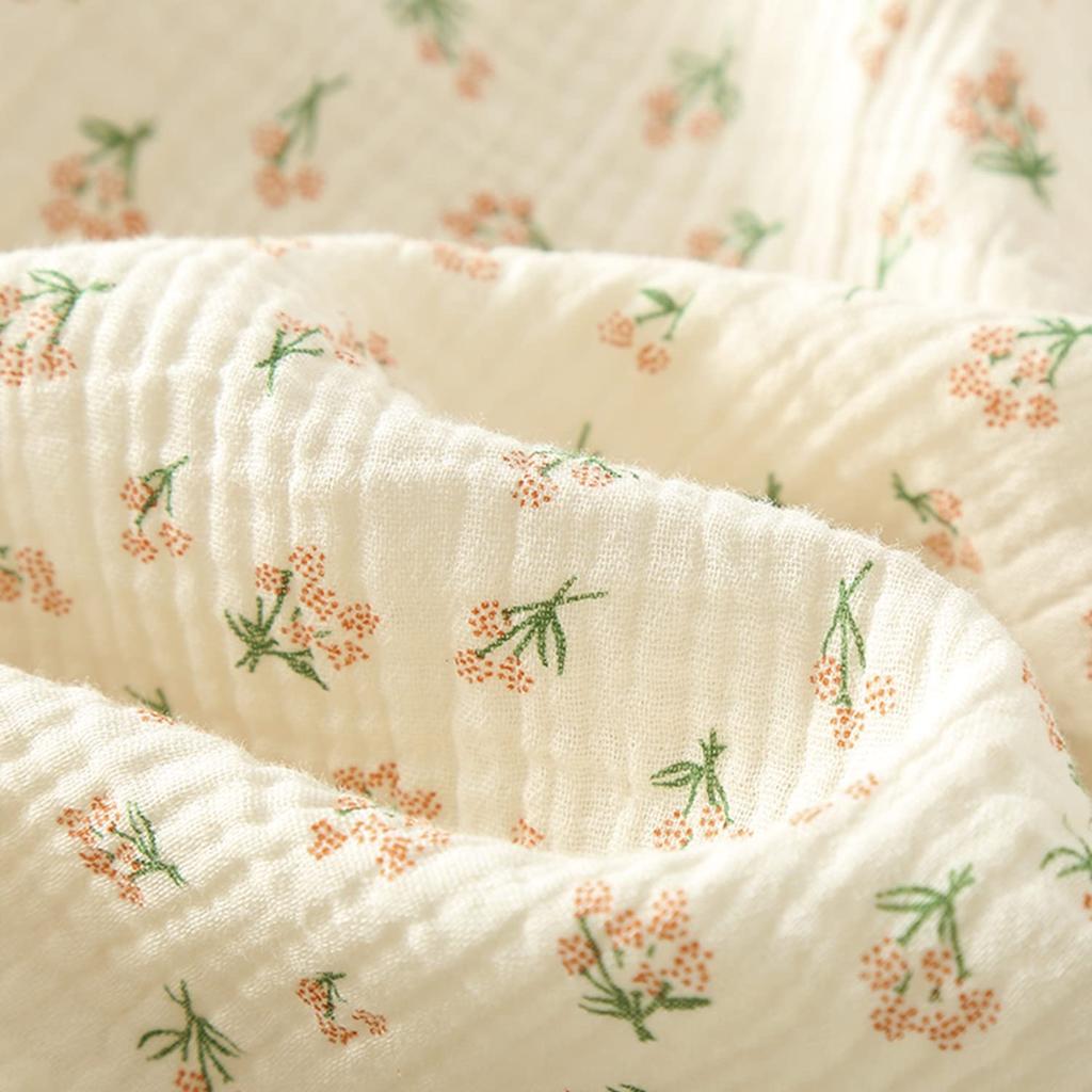 Summer Sleeve Length Floral Front Top and Bottom Gauze Pajama Japanese Day [SISOFTLY] Pajamas, 6/8 Set, Jinbei, Women's, Summer, Cotton, 7/8 Pants,