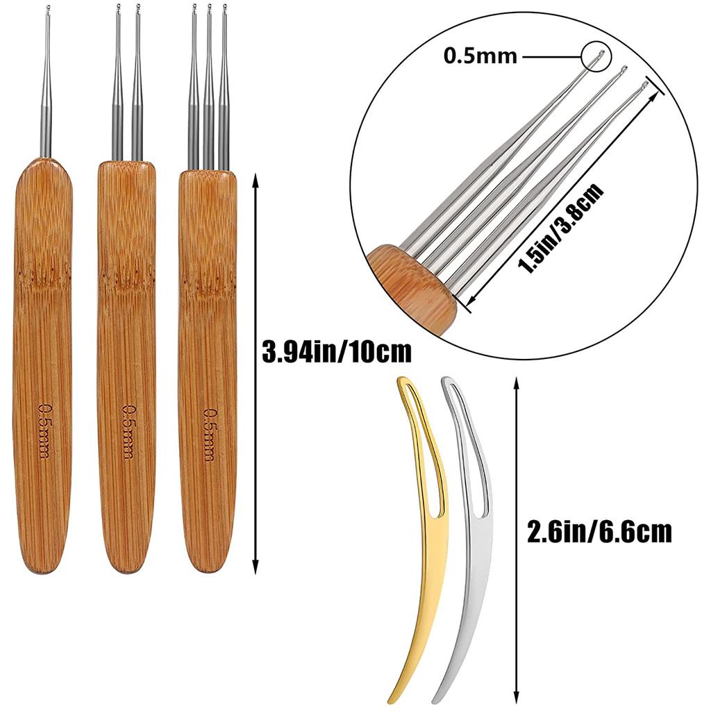 5Pcs Dreadlock Crochet Hook Tool Kit for DIY Braiding Hair Dreadlocks Needle Weaving Crochet Hair Styling Craft Knit Tools