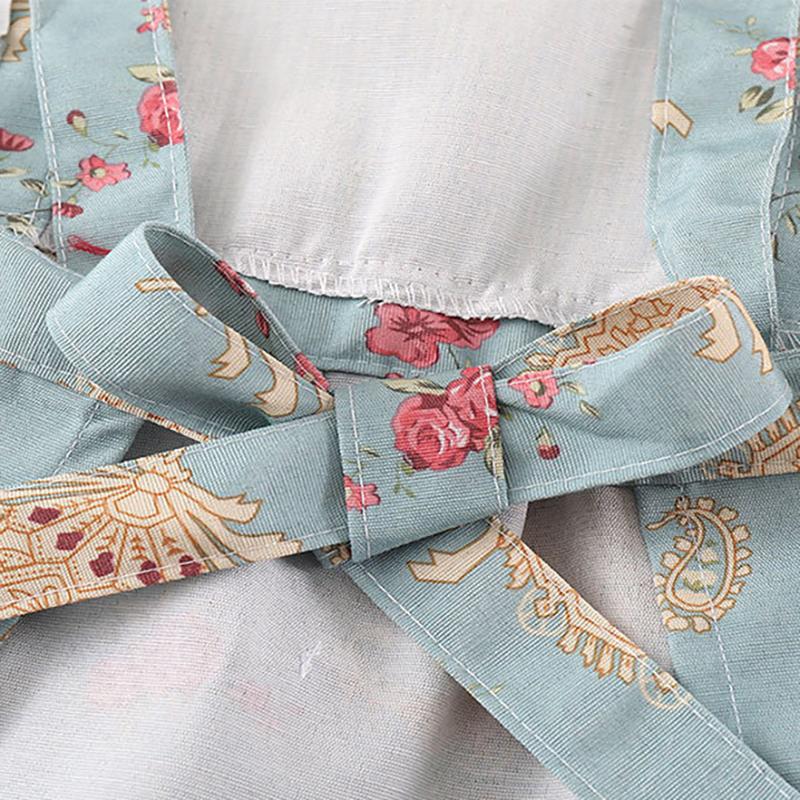 Cotton Canvas Floral For Women'S Kitchen Oilproof Apron With Pockets And Adjustable Waist Belt Waterproof Sleeveless Bib Apron