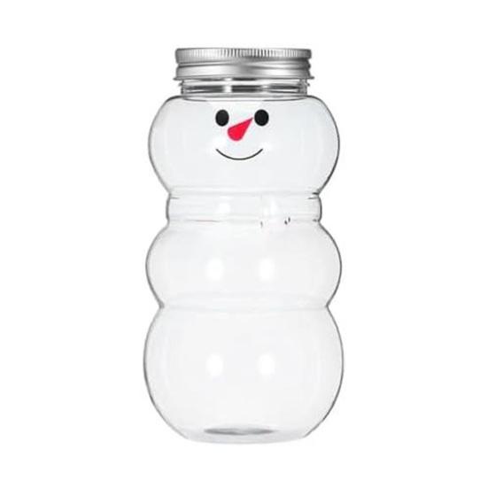 

Christmas Snowman Drink Bottle with Hat And Scarves 500ml Leak-Proof Plastic Juice & Milk Cup Reusable Holiday Water Bottle for Kids
