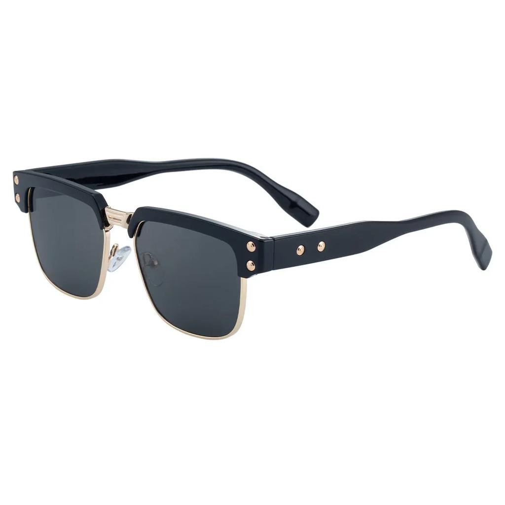 Men Luxury Vintage Punk Metal Sunglasses UV400 Protection Square Frame Fashion Outdoor Driving Shades Classic Brand
