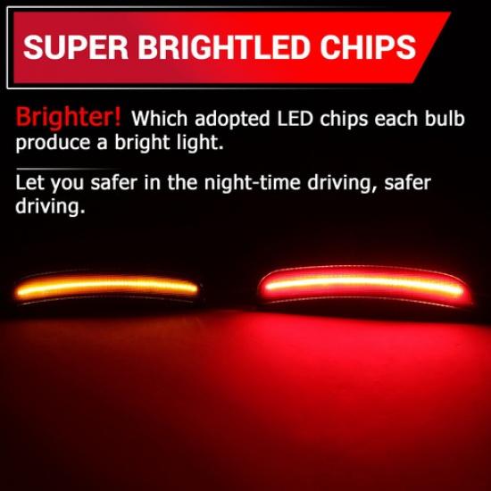 For Dodge Charger 2015- Front Rear Bumper Side Marker Light Lamps Smoked LED