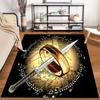 "Fantasy Style Carpet with Ring, Sword, and Elvish Text Motif" Suitable for Use As an Anti-slip for Living Room Bedroom Sofas