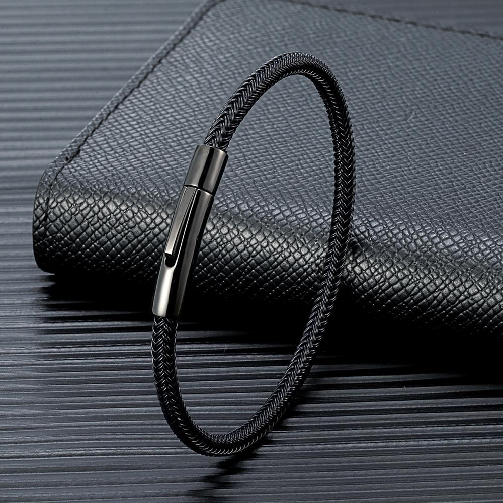 Punk Style Men Bracelet Non Fading Steel Wire Rope Cuff Charm Jewelry Classic Gifts for Men Simple Male Accessories