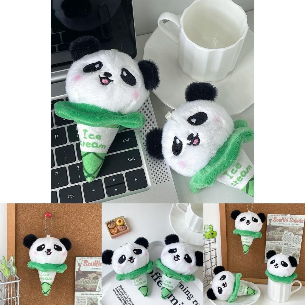 Adorable Mini Panda Plush Toy Keychain Soft Cotton Cute Animal Doll White Green