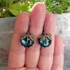 Vintage Ohrringe mit Mond-Katzen-Anhänger im ethnischen Stil für Damen, Retro blaue und grüne Strass-Tropfenohrringe, modischer Partyschmuck, Geschenke