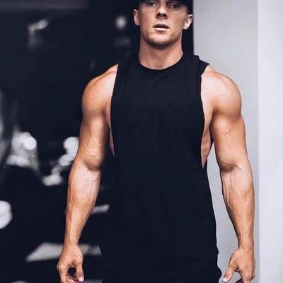 Gym Clothing Fitness Mens Sides Cut Off T-shirts Bodybuilding Dropped Armholes Tank Tops Workout Sleeveless Vest