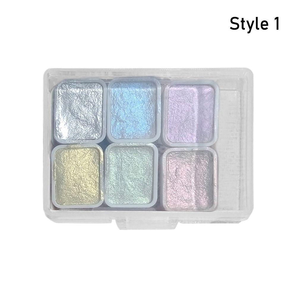 

1 шт., 6 кольорів, 1 мл, набір пігментів, перламутрова металева палітра, стійка однотонна акварельна фарба Style 1