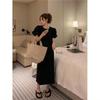 Bubble Sleeve Dress Women's Summer New Design Sense Niche Skinny Cover Meat Celebrity Temperament Long Skirt