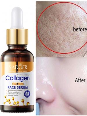 1pc Collagen Anti-Wrinkle Facial Serum, Contains Glycerin And Sodium Hyaluronate. Deeply Hydrates An