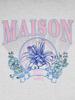 LA MAISON STUDIO Women'S Crop Flare Tropical University Heavy Terry Sweatshirt Ash Grey (Fcd3Ts713W)