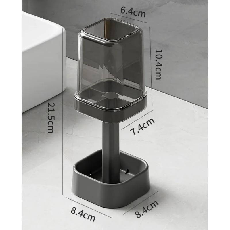 Toothbrush Holder with Cup/Cover Contains 3 Slots Compatible with Conventional Toothbrushes Can Store Toothpaste