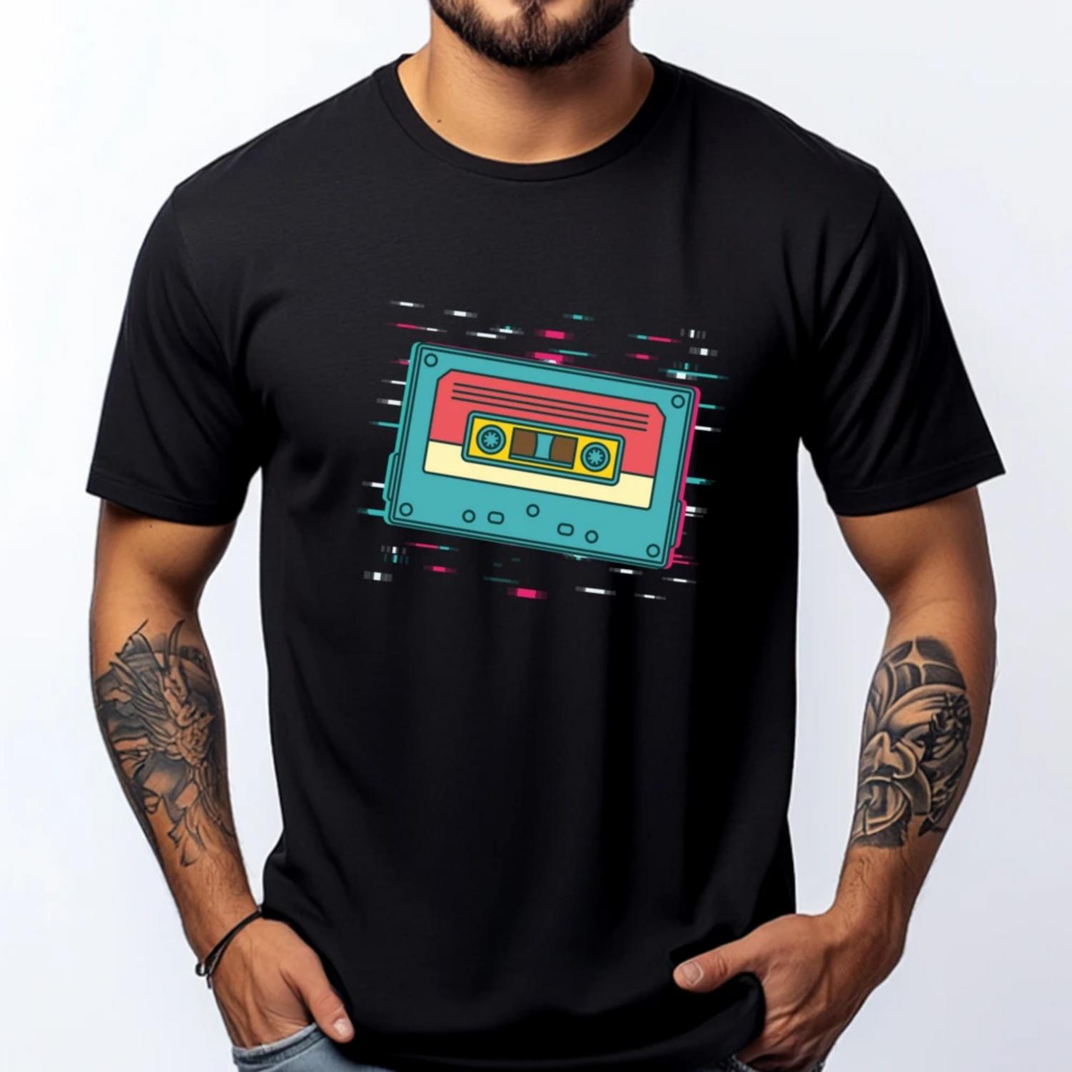 

Retro 1980s Mixtape Eighties Music Lover 80s Cassette Black Shirt Graphic Tees Men High Quality Easter Sunday S чёрный