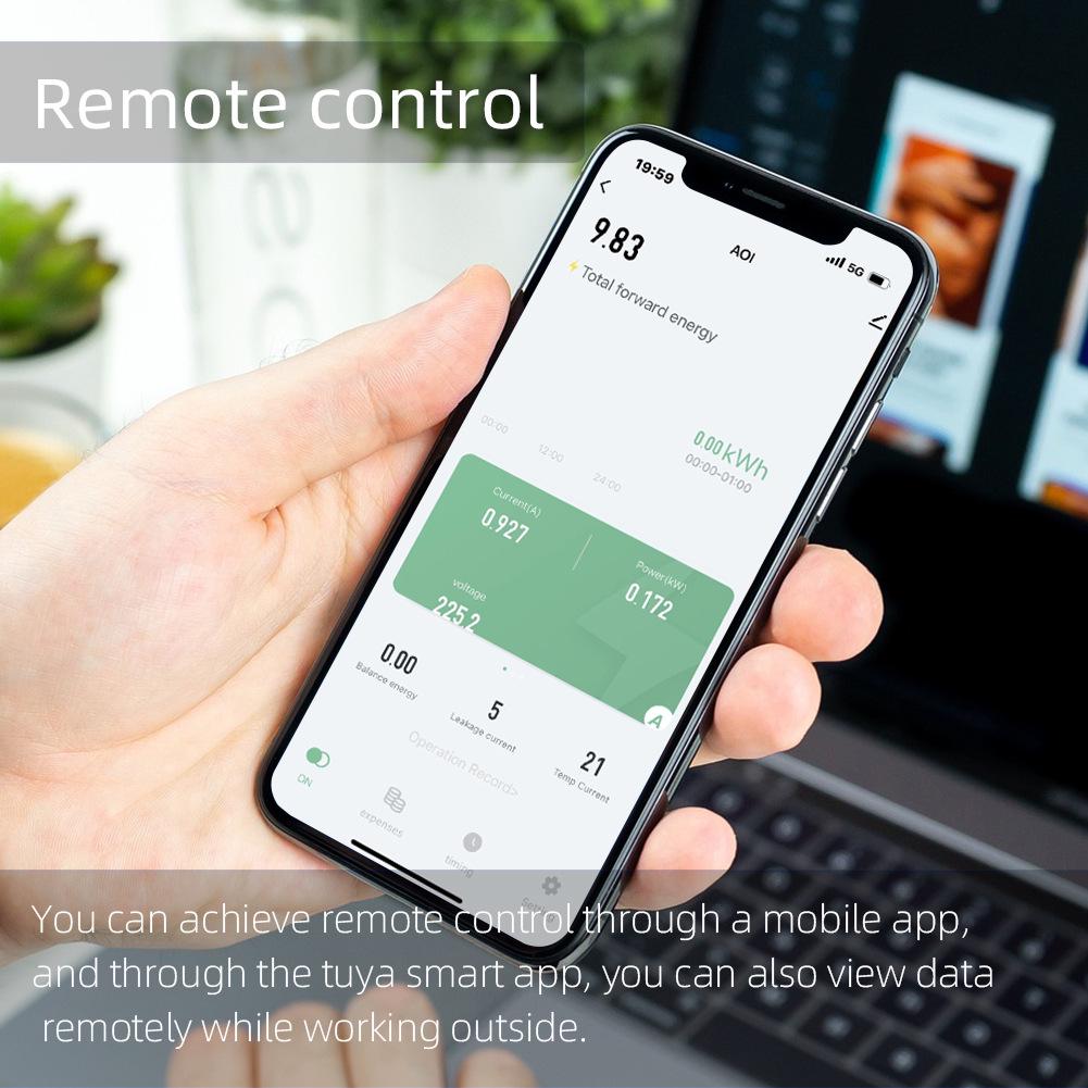 Smart Tuya 3-Phase WiFi Circuit Breaker with 4P, Color Screen, Remote Mobile Control, and Leakage Protection