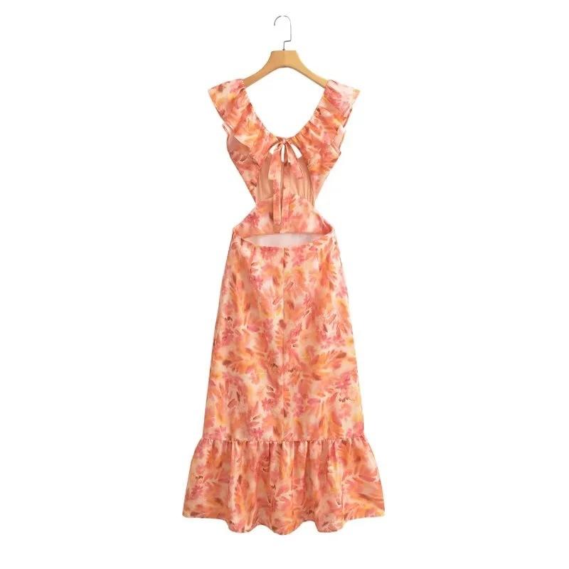 European and American Women's Clothing, New Summer Models, Laminated Decorative Midi Dresses, Showing Thin European and American Style
