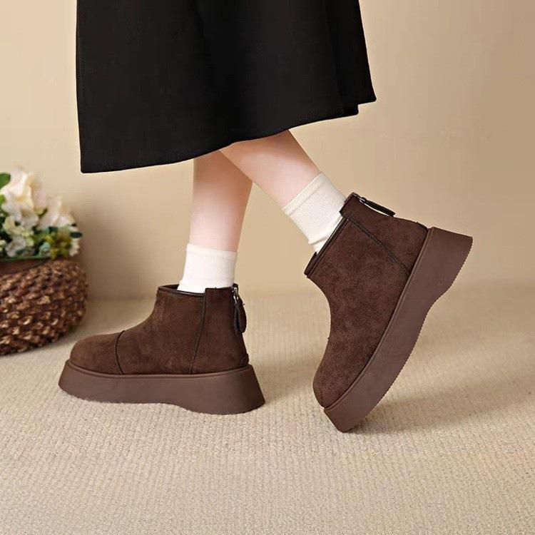 

High-ankle Height Boots for Women, Versatile Shoes with Added Padding, Fashionable Short Boots 40