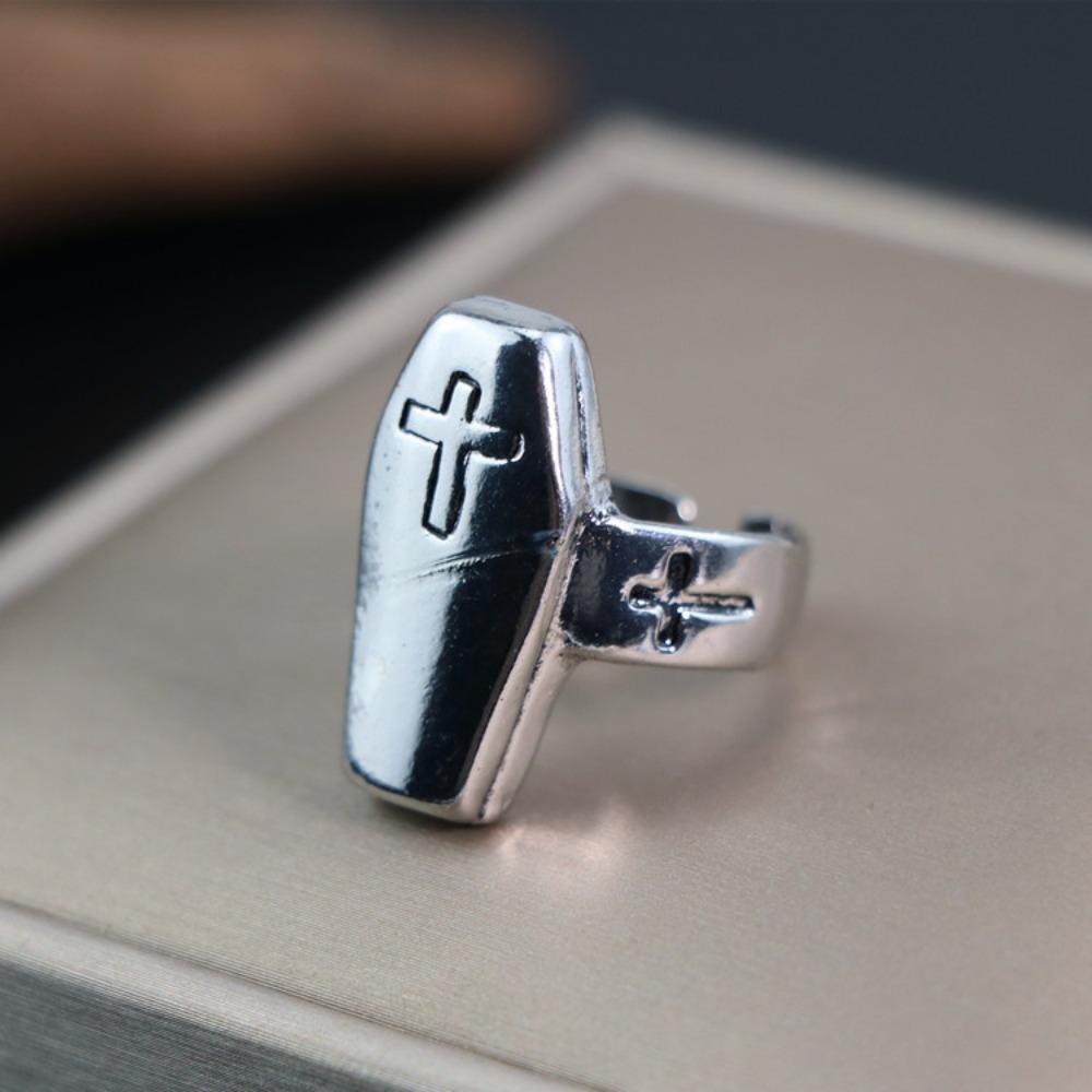 European and American Men's Trendy Metal Ring, Retro Style Cool and Handsome Design Totem Geometric Men's Ring
