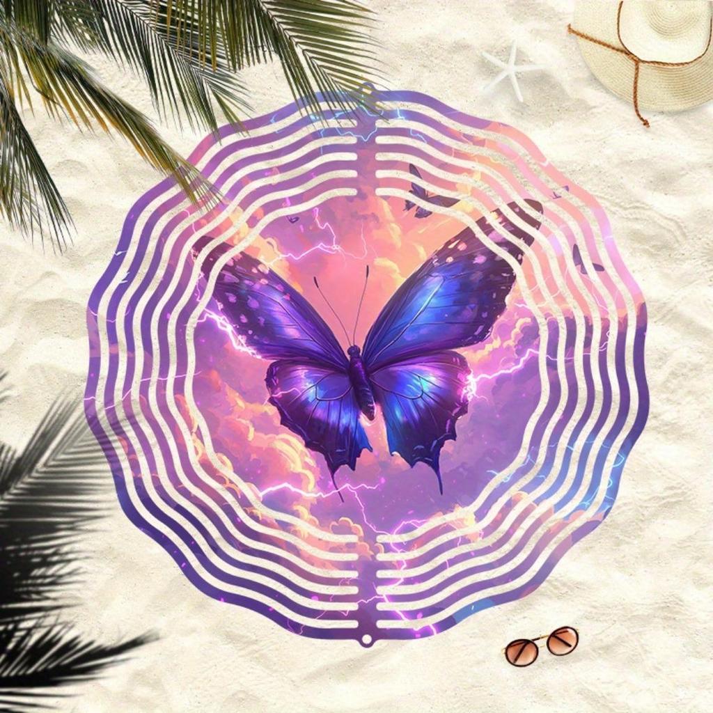 Colorful Metal Butterfly Wind Spinner with Floral Design for Outdoor Garden Yard Decor Hanging Windmill Infinite Rotation Home Decoration