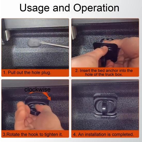 Cabin Tie-down Anchors, High Strength Truck Bed Tie Down Anchors for Pickup Trucks, Retractable Design Cargo Securing Accessories