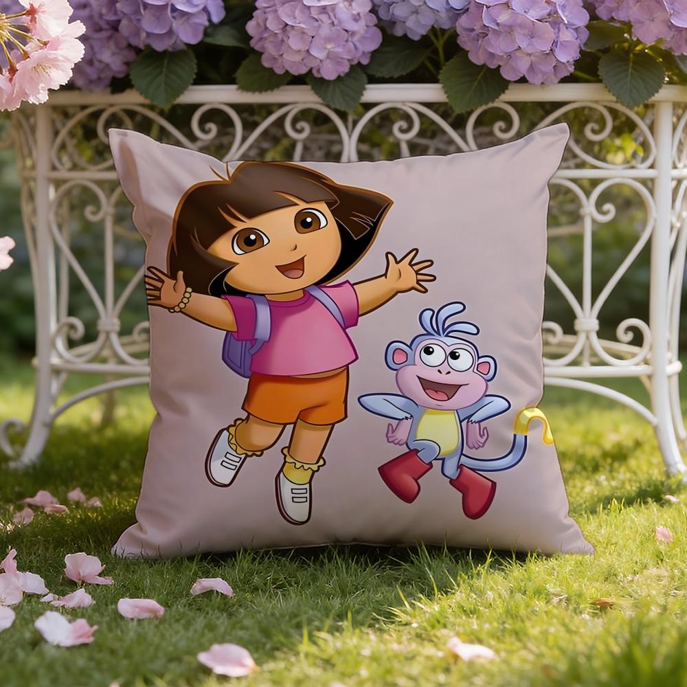 Anime Cute D-Dora the E-Explorer Cushion Cover Home & Car Dual-Scene Pillow Cover: Reversible for Premium Comfort