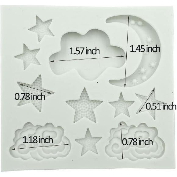 1Pc Star Moon Clouds Shaped Silicone Fondant Molds, Candy Chocolate Molds for DIY Cake Fondant Cookie Cloud Fondant Mold Moon For Candy Baking Sugar