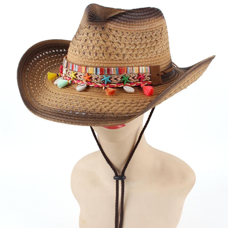 Women's Spring and Summer Bohemian Wind Bend Along Denim Straw Hat Outdoor Casual Sunshade Sunscreen Hat
