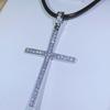 925 Sterling Silver Islamic Cross Necklace White Zircon Glittering Cross Pendant Ladies Religious Jewelry Gift
